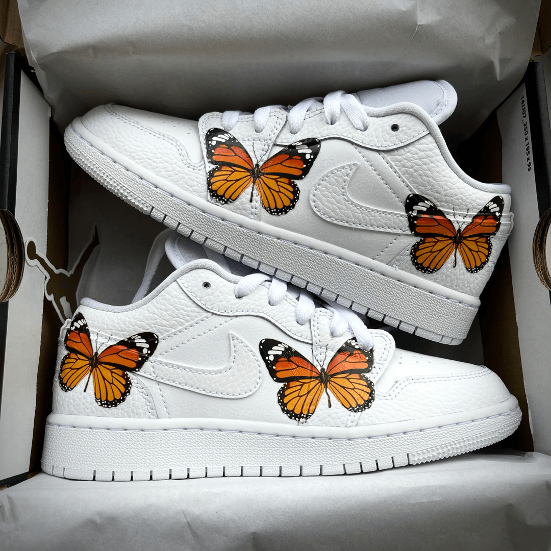 Nike Air Force 1 Custom Shoes Orange Butterfly Sneakers All Sizes