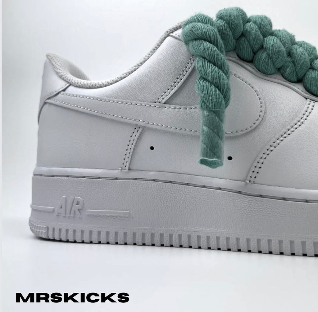 custom rope lace airforce 1 , Thicc rope lace airforce 1 , Af1 customs , custom shoes, custom sneakers, customised shoes, bespoke shoes, bespoke trainers, Rope laces , Rope shoe laces , Thick rope lace airforce 1s , Af1 customs