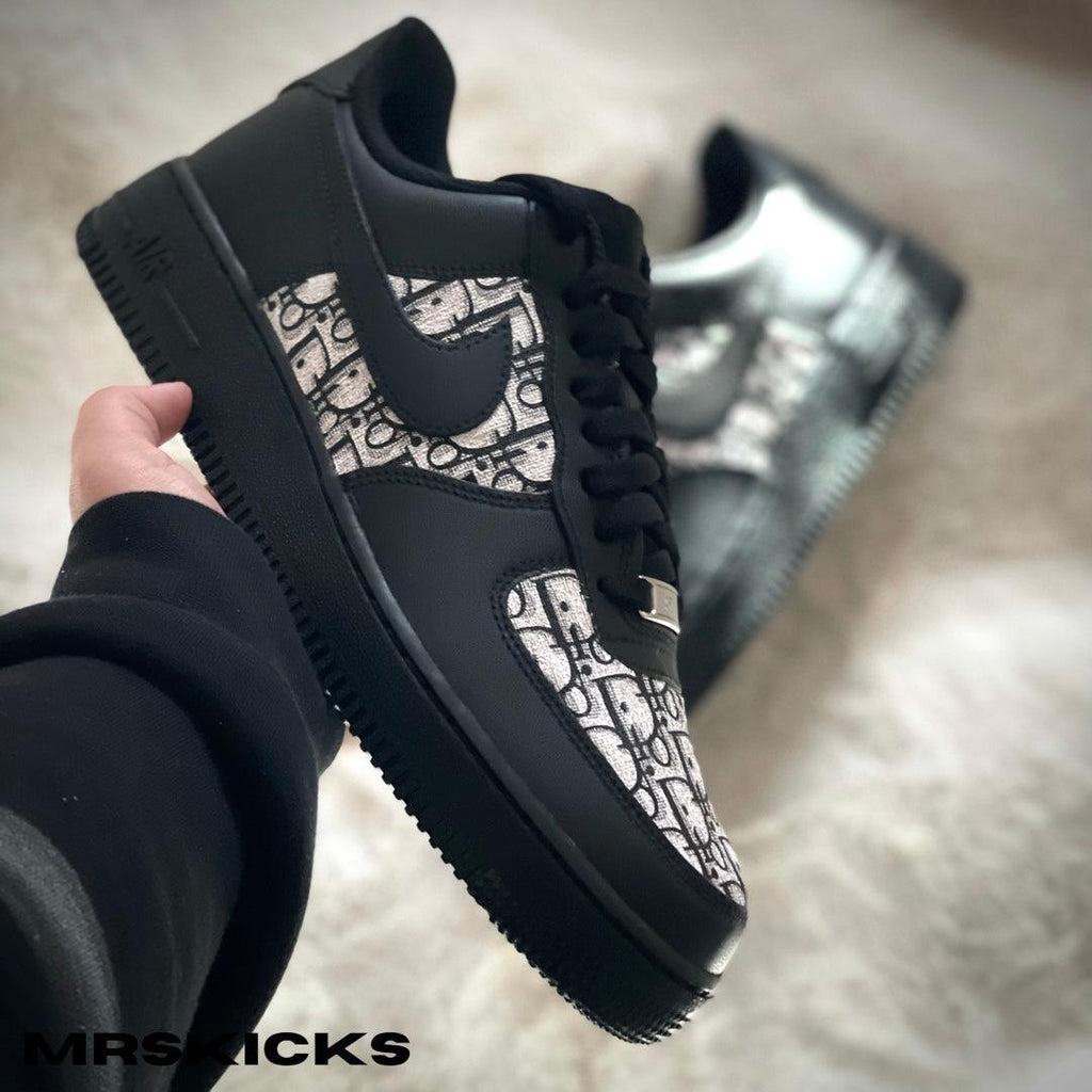 custom dior airforce 1 , Af1 custom, custom sneakers for sell, customised black AF1 , Airforce one customs, Dior Af1 , Dior custom shoes, Custom airforces , customized airforces , personalised shoes , create your own shoes , custom nike shoes , custom black sneakers , custom made sneakers, black and white dior custom shoes