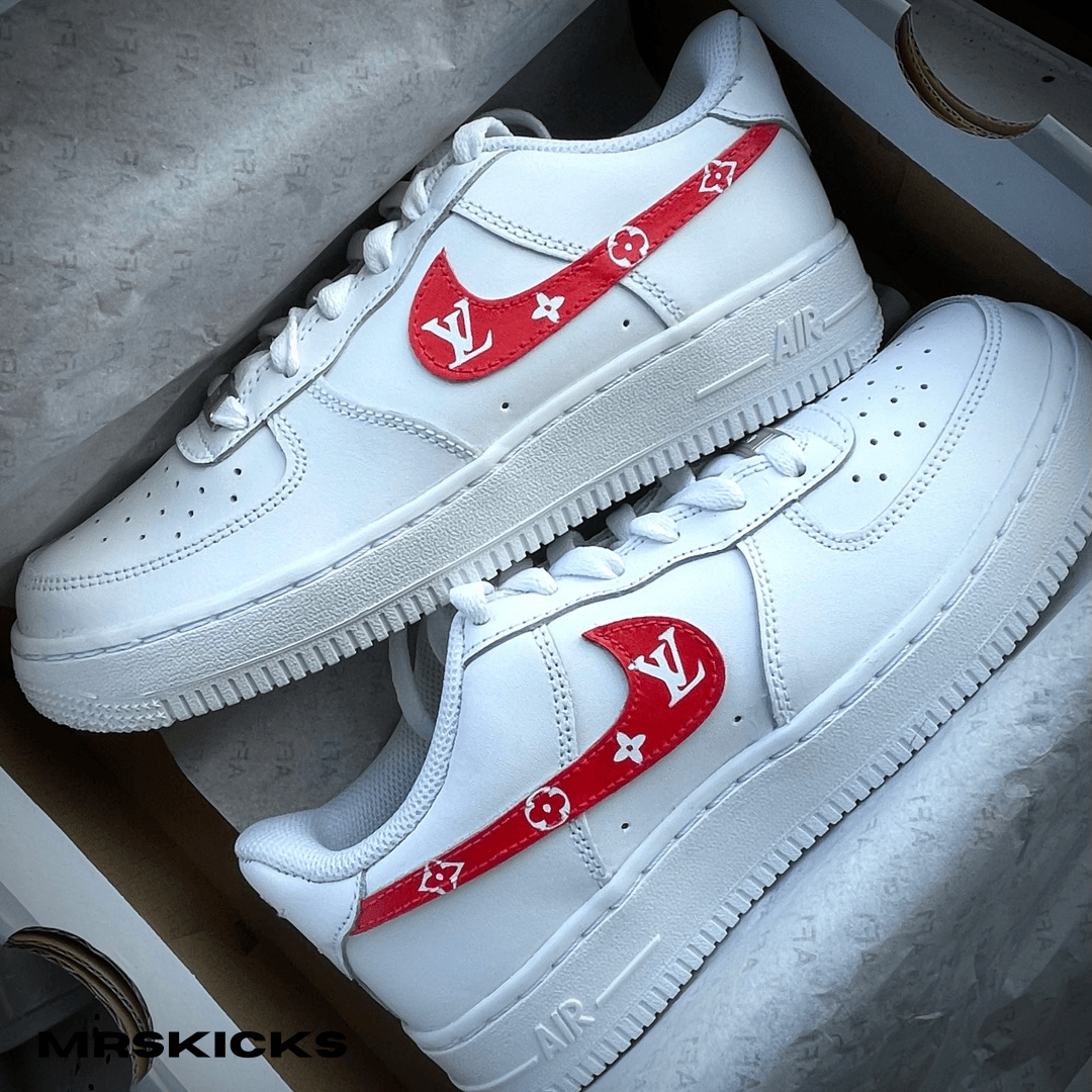 Red and white air 2025 force 1s