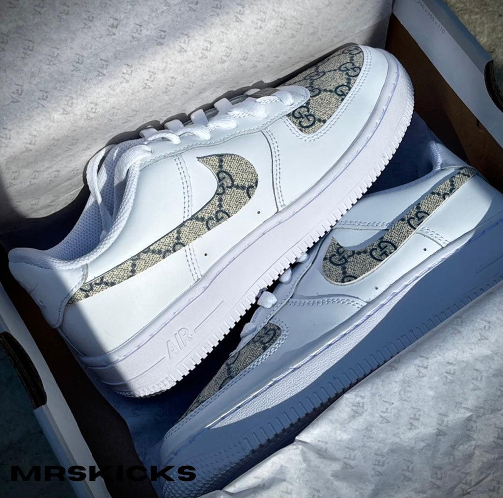 customized air force one , custom AF1 , Sneaker art , gucci custom airforce 1 , custom airforces , Airforce 1 gucci print , gucci airforces , custom nike shoes , custom made nike airforces