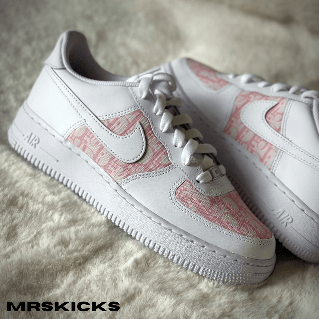 customised pink dior airforce 1 , custom airforce one pink, baby pink dior shoes , pink nike sneakers , personalised shoes , personalised airforce 1 , custom nike shoes for girls, pink CD airforce one , AF1 customs , Custom shoes UK, create your own shoes , design your own trainers , pink dior trainers