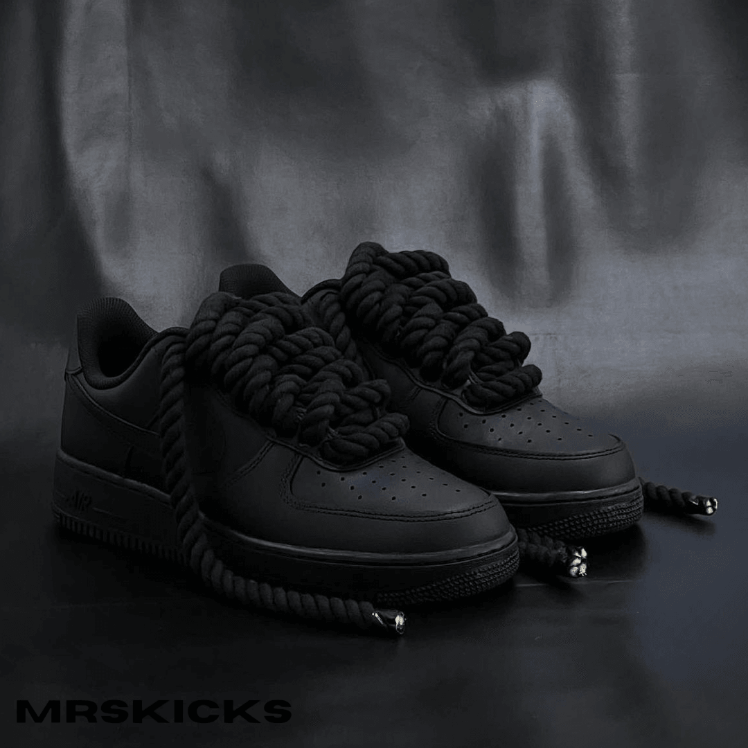 AF1 Custom Rope Laces Full Black by RealRope