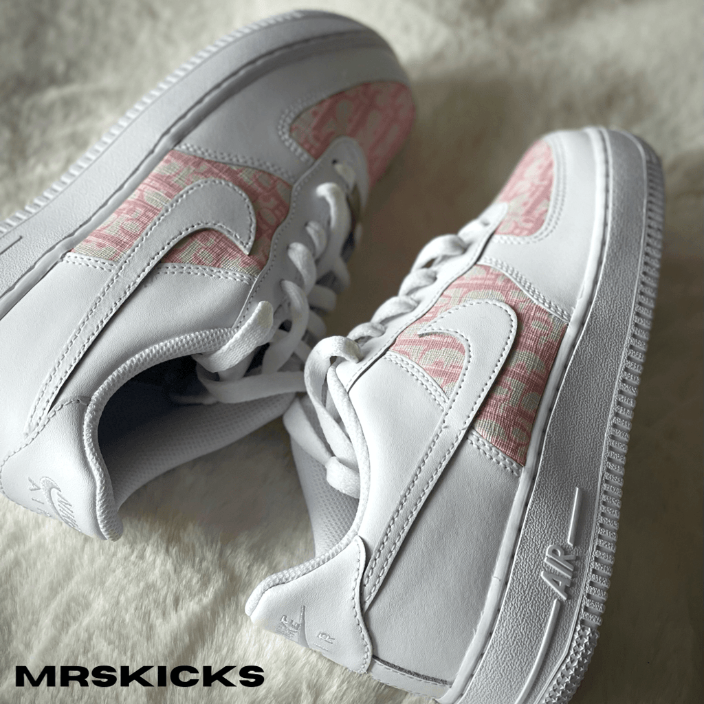customised pink dior airforce 1 , custom airforce one pink, baby pink dior shoes , pink nike sneakers , personalised shoes , personalised airforce 1 , custom nike shoes for girls, pink CD airforce one , AF1 customs , Custom shoes UK, create your own shoes , design your own trainers , pink dior trainers